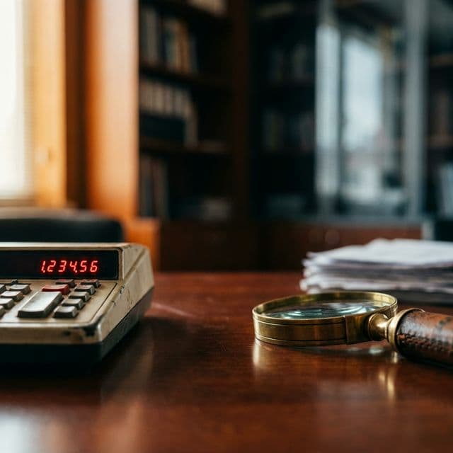 A calculator and magnifying glass on an executive desk, symbolising cost vs capability